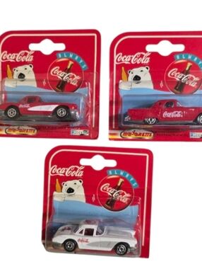 Bundle Of 3 Coca Cola Red and White Die-Cast Car Set